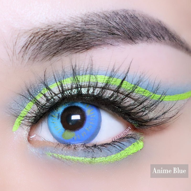 Lentes de Contacto Anime Blue | Azul Brillante Estilo Anime 14.5 mm - Vikeesy