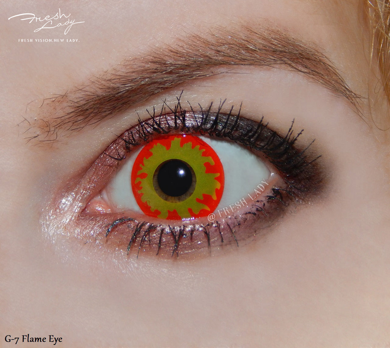 Lentes de Contacto Flame Eye | Rojo y Amarillo Estilo Fuego 14.5 mm - Vikeesy