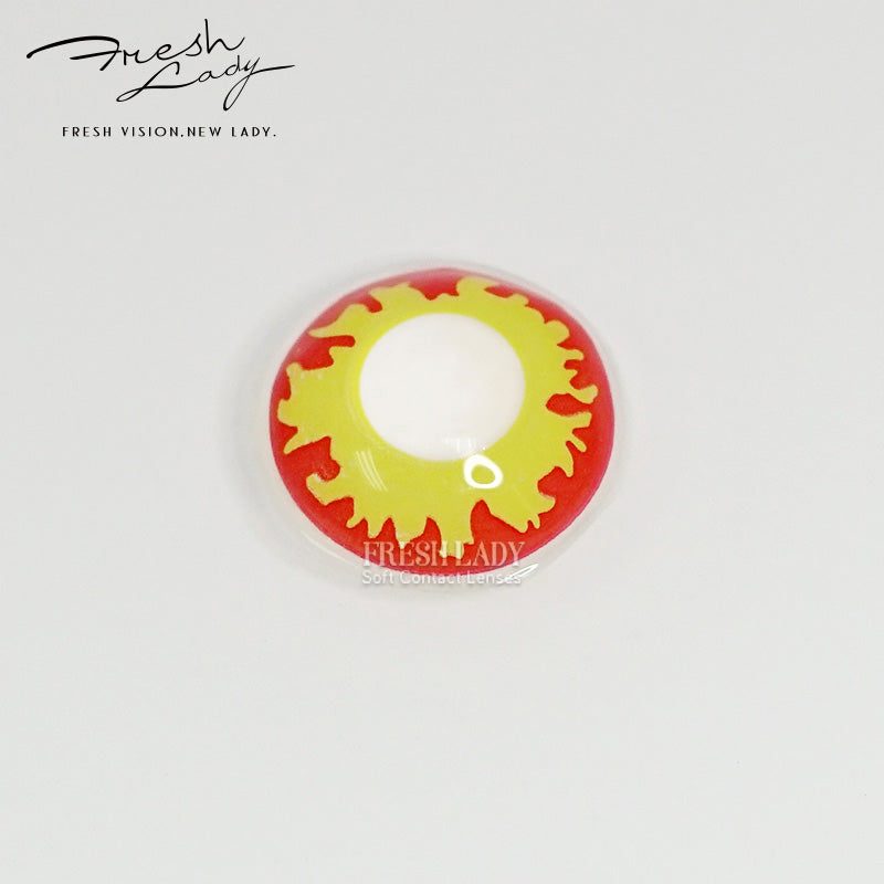 Lentes de Contacto Flame Eye | Rojo y Amarillo Estilo Fuego 14.5 mm - Vikeesy