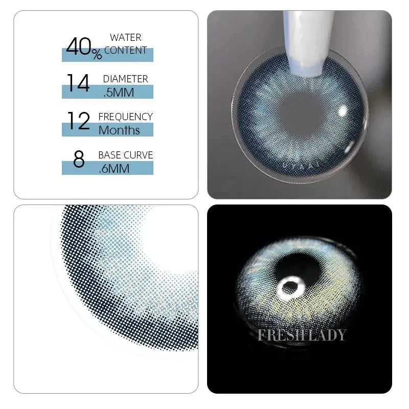 Lentes de Contacto Swan Lake | Azul Intenso y Atractivo 14.5 mm Vikeesy