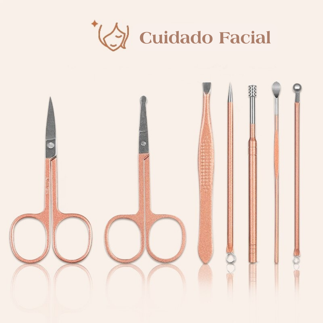 Set de Herramientas Rosado para Manicura y Pedicura en Acero Inoxidable