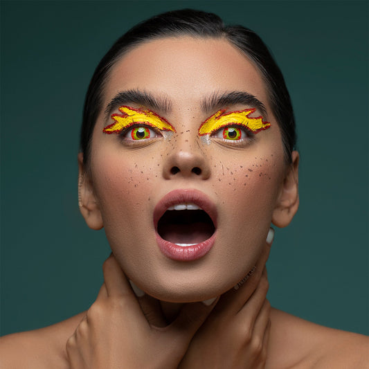 Lentes de Contacto Flame Eye | Rojo y Amarillo Estilo Fuego 14.5 mm - Vikeesy