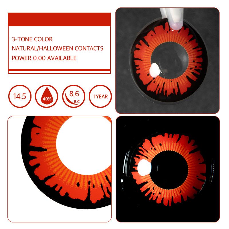 Lentes de Contacto Red Wizard | Rojo Intenso Efecto Hechicero 14.5 mm - Vikeesy