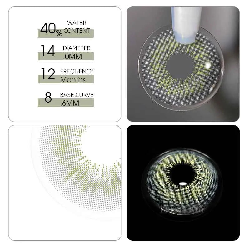 Lentes de Contacto Sun Kissed Bella | Verde Luminoso Natural 14 mm