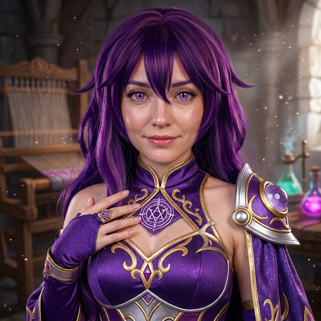 Lentes de Contacto Koi Purple en detalle, mostrando el efecto muñeca violeta sobre el ojo