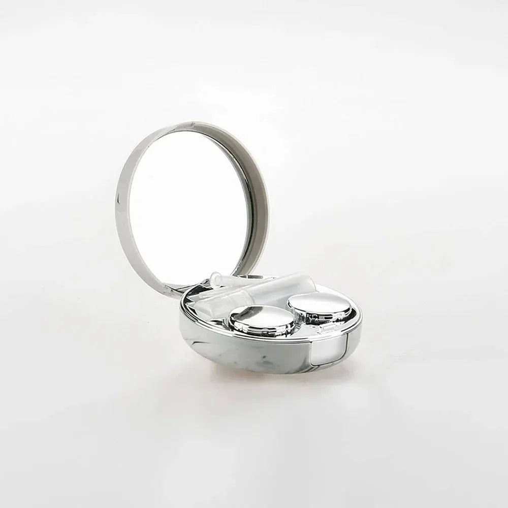Estuche de mármol para lentes de contacto color plateado, tercera vista