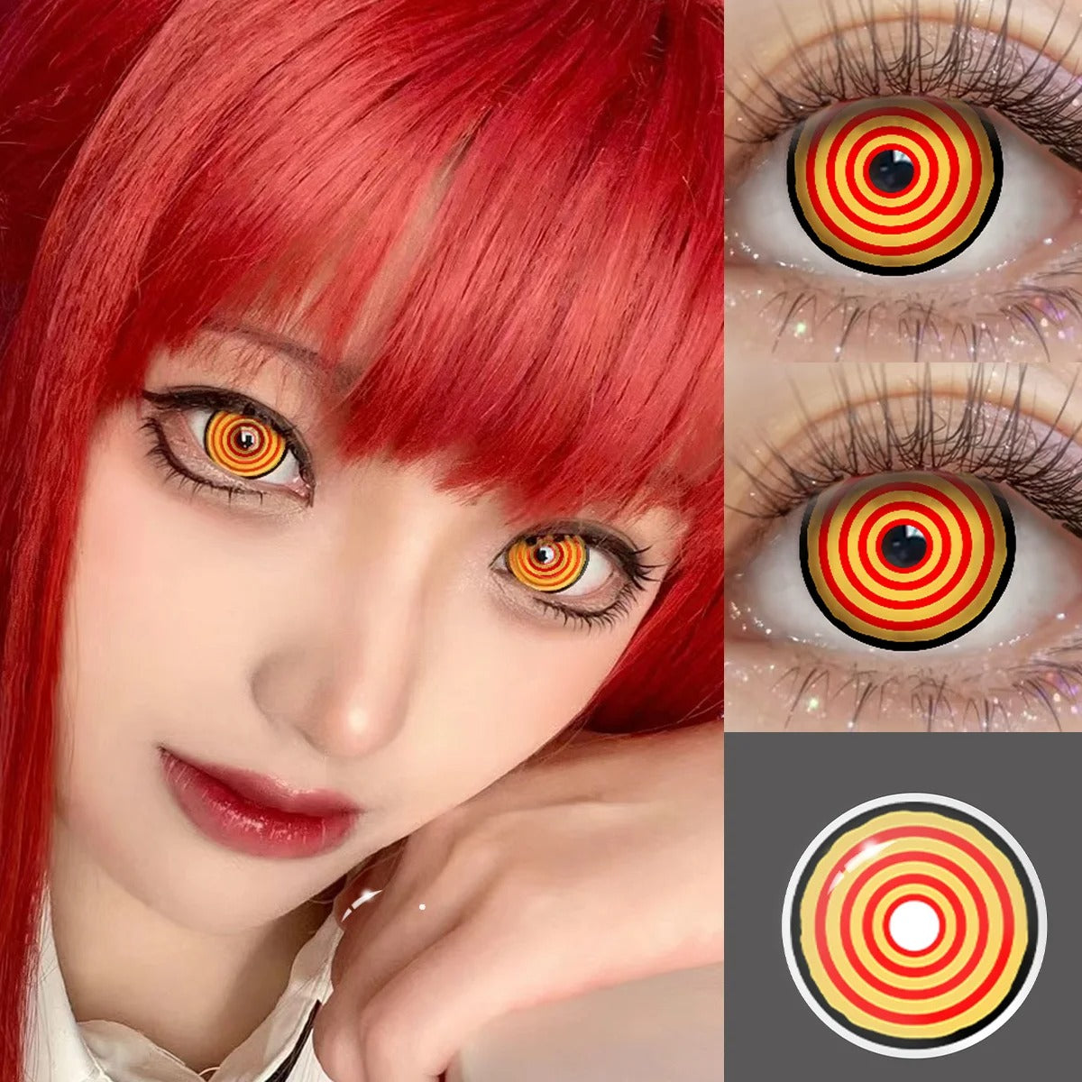 Lentes de Contacto Makima, detalle del patrón dorado sobre el ojo