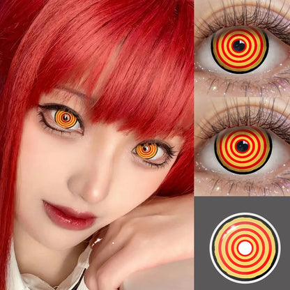 Lentes de Contacto Makima, detalle del patrón dorado sobre el ojo