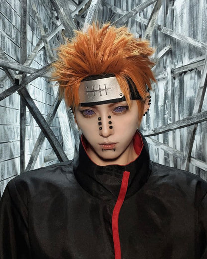 Lentes de Contacto Rinnegan puestos, mirada masculina con efecto anime