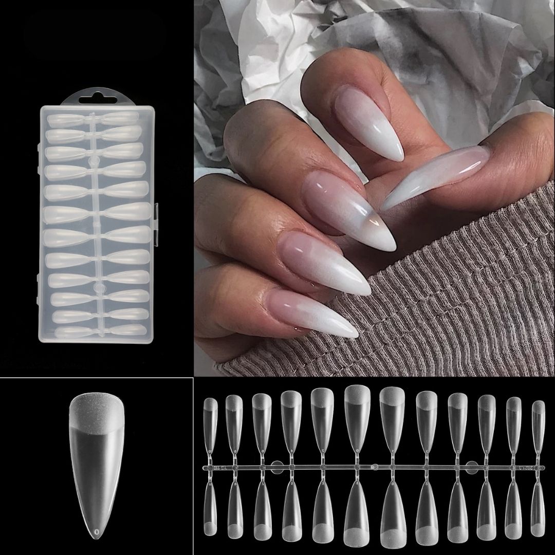 Set X 240 Uñas Press On transparentes Stiletto